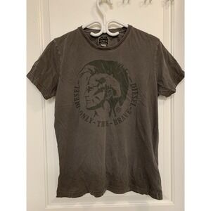 Diesel Only The Brave Mohawk T-shirt S/M Faded Streetwear Y2K Cyber Grunge Punk